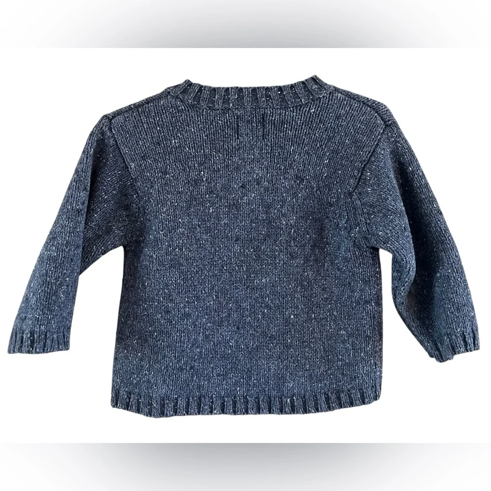 Vintage Baby GAP Infants Marled Navy Blue V Neck Sweater
